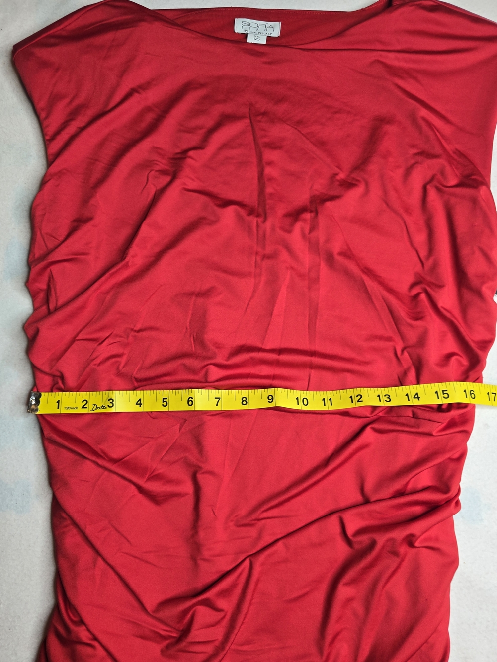 sofia by sofia vergara Red Ruched Scoop-Back Midi Dress - Picture 6 of 7